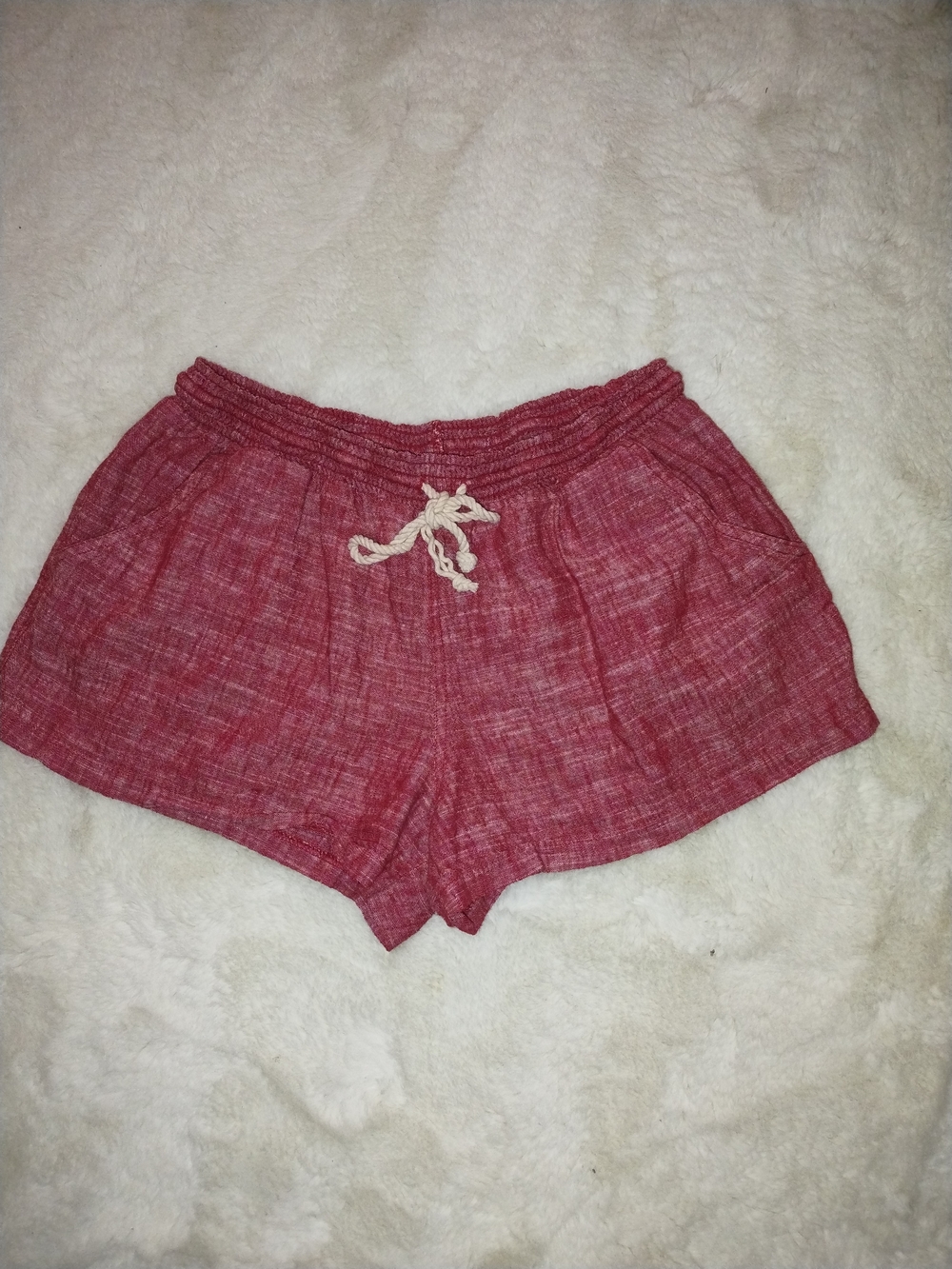 Mossimo Supply Co. Red Drawstring Linen-Blend Athletic Shorts
